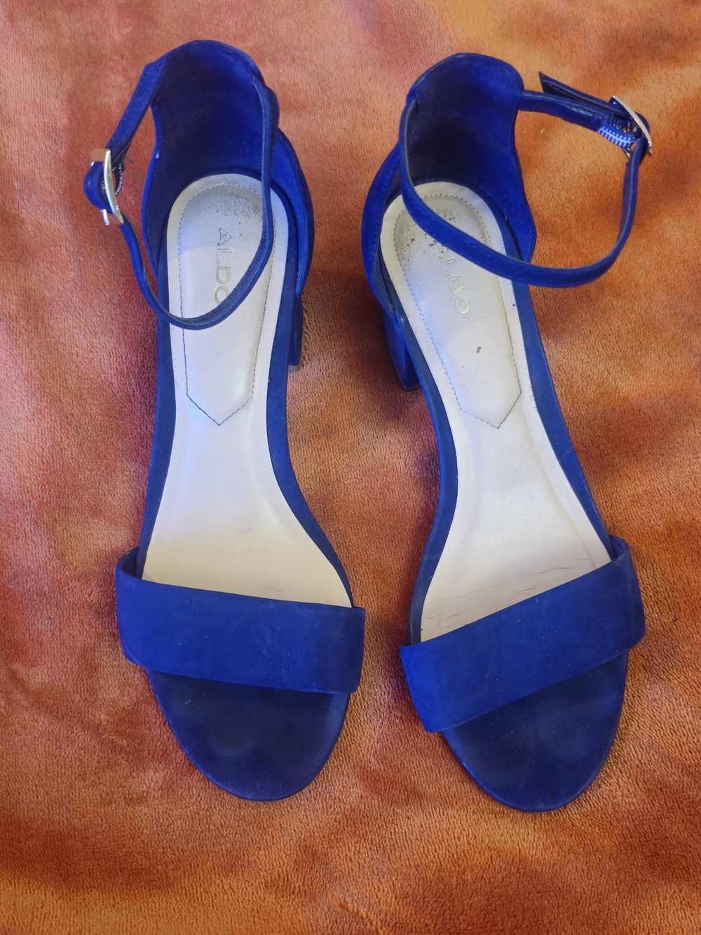 ALDO Cobalt Blue Suede Ankle-Strap Block Heels